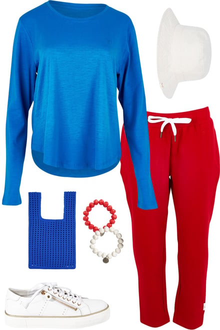 Royal Blue Tee With Cranberry Pants