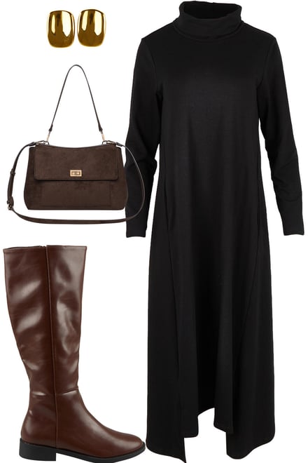 Black Cowl Neck With Chocolate