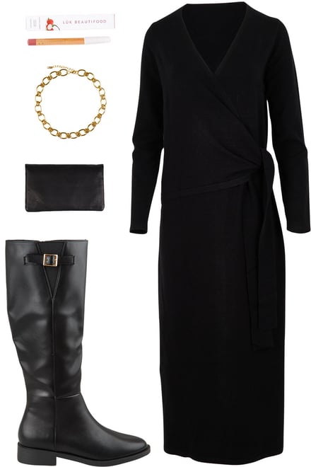 Black Tie Waist With Black Knee Boots