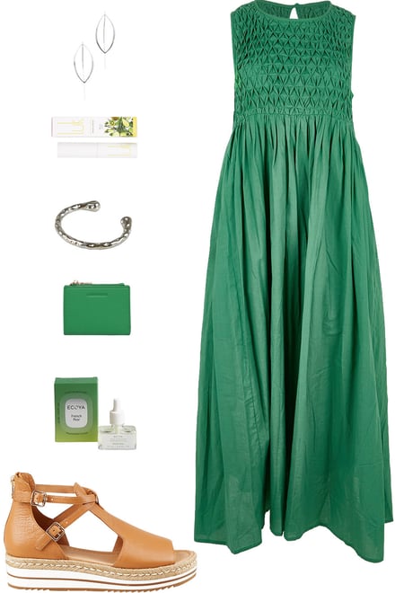 Green Smocked Dress Styled For Christmas Party