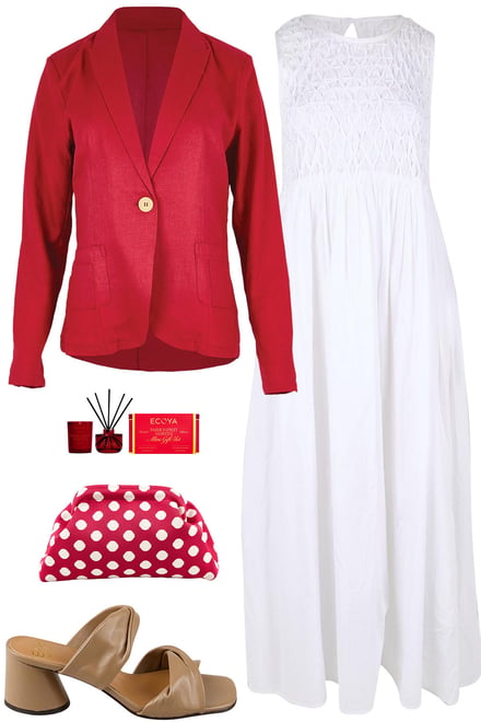 Red Blazer & White Dress & A Gift