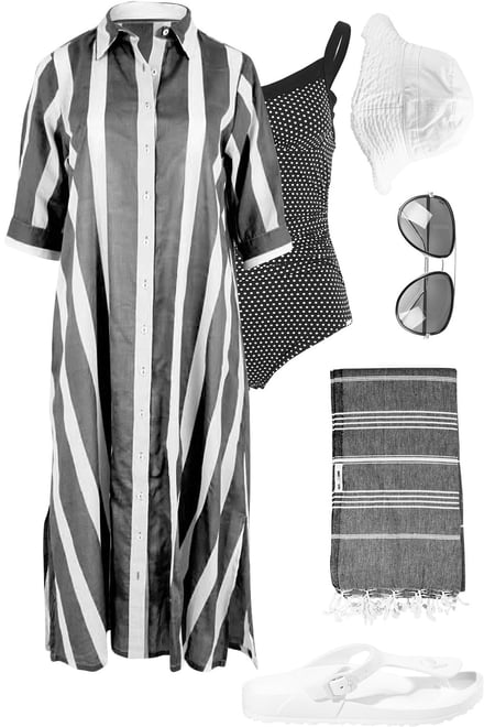 Blue Stripe Dress & Navy One Piece