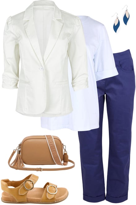 Ivory Blazer & Campus Blue Pants