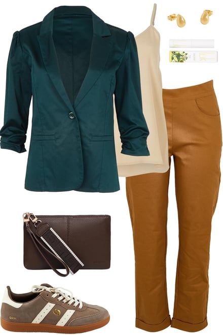 Deep Lagoon Blazer & Rust Pants
