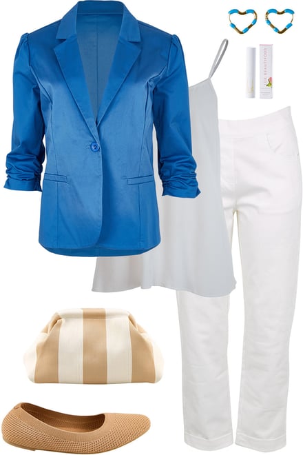 Airforce Blue Blazer & White Pants