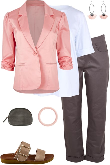 Pink Rose Blazer & Prep Grey Pants