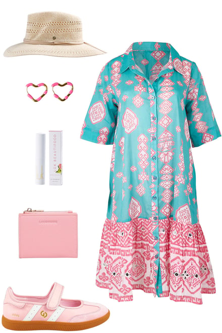 Blue Pink Dress With Pink