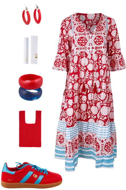 Hyams Beach Dress & Blue & Red