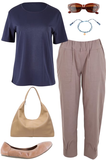 Dark Navy Tee & Coffee Pants