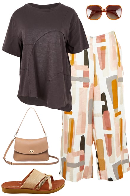 Sable Tee & Block Art Print Pants