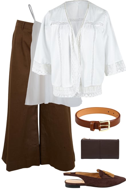 White Throw & Cami & Cocoa Pants