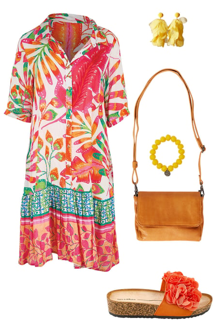 Fern Button Up Dress With Citrus