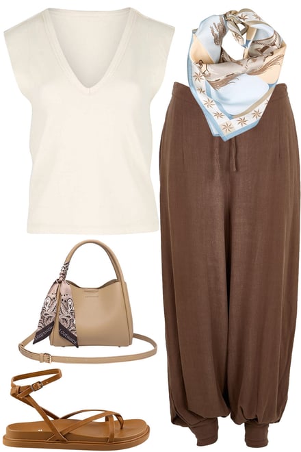 Cream Tank & Milk Choc Pants