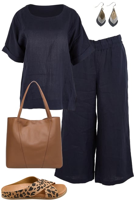 Navy Scoop Tee & Pants Set