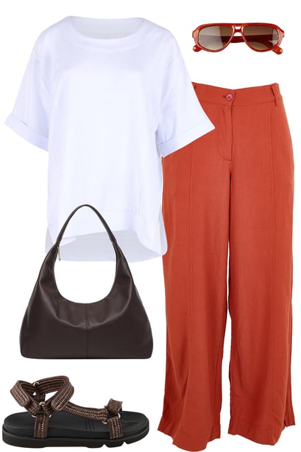 White Woven Tee & Sienna Pants