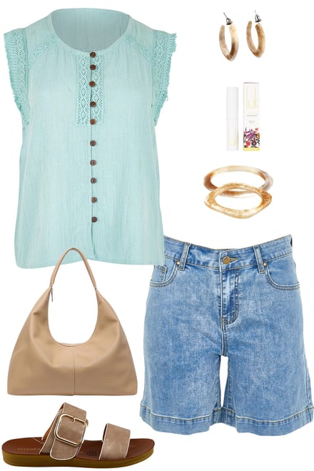 Mint Tank & Denim Shorts