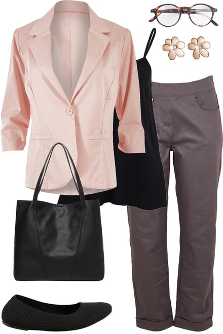 Blush Blazer & Prep Grey Pants