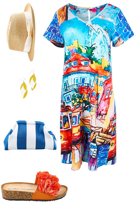 Lisbon Print Dress With Brights