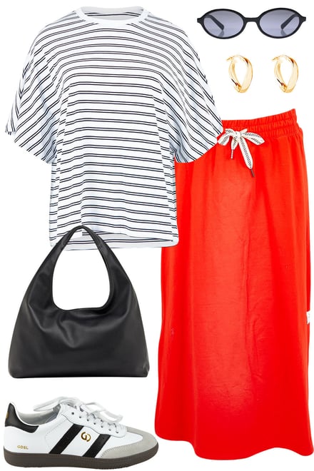 Stripe Tee & Tangelo Skirt