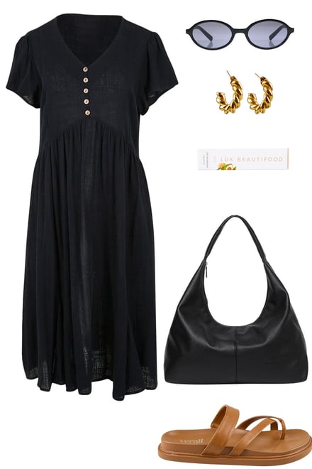 Black Cute As A Button Midi Styled Back
