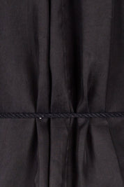 Product shot of the Isla Tie Neck Cupro Maxi Dress in colour Black (Black), detail