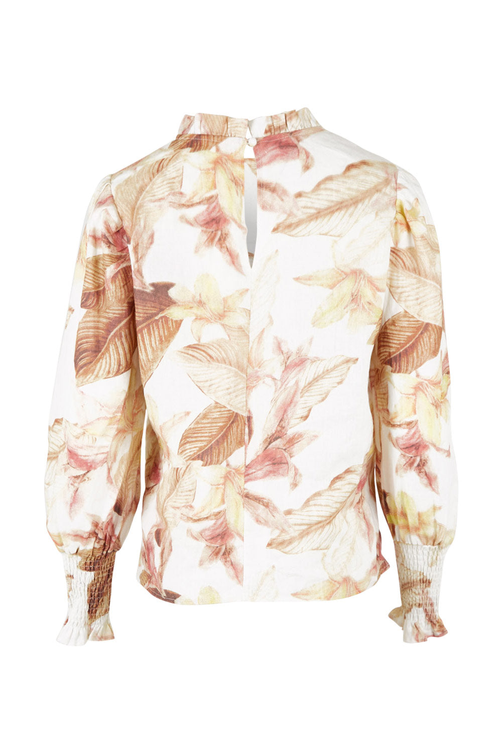 Preloved Olivia Rouched Linen Top - Floral