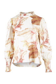 Preloved Olivia Rouched Linen Top - Floral