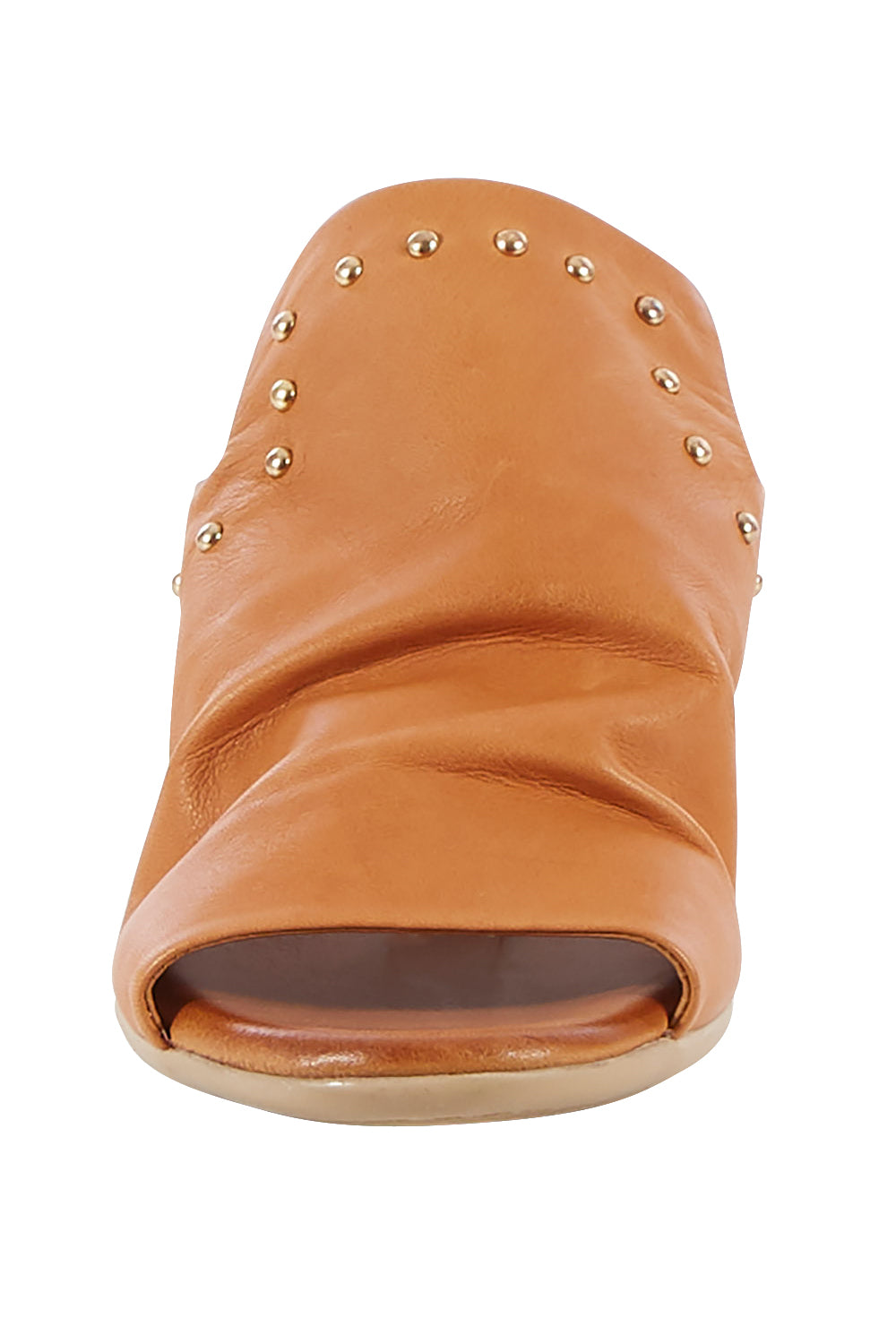 Product shot of the Baguette Leather Heel in colour Coconut, detail