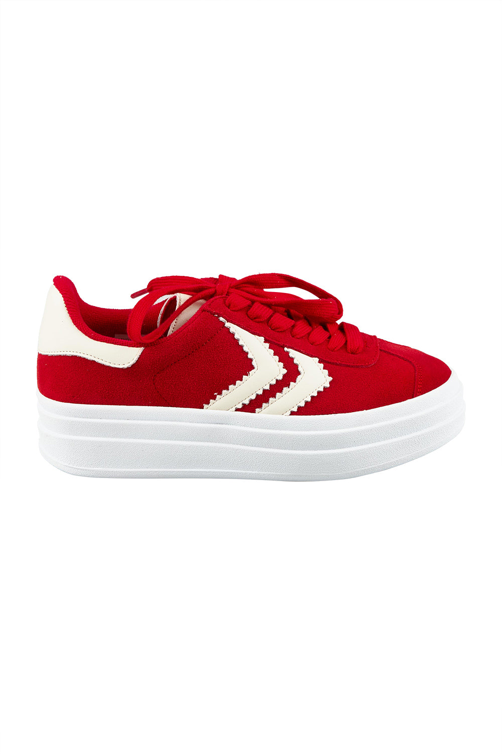 Product shot of the Ignite Leather Sneaker in colour Redcream (Red), from the front