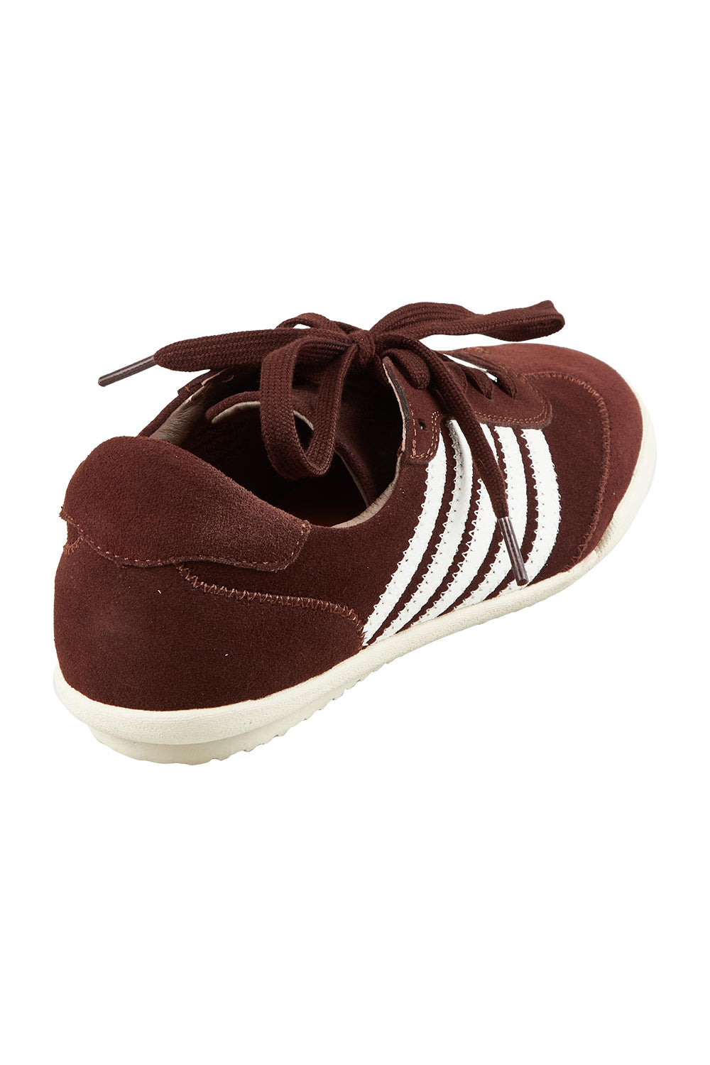 Product shot of the Jaddy Leather Sneaker in colour Moccawhite, from the back