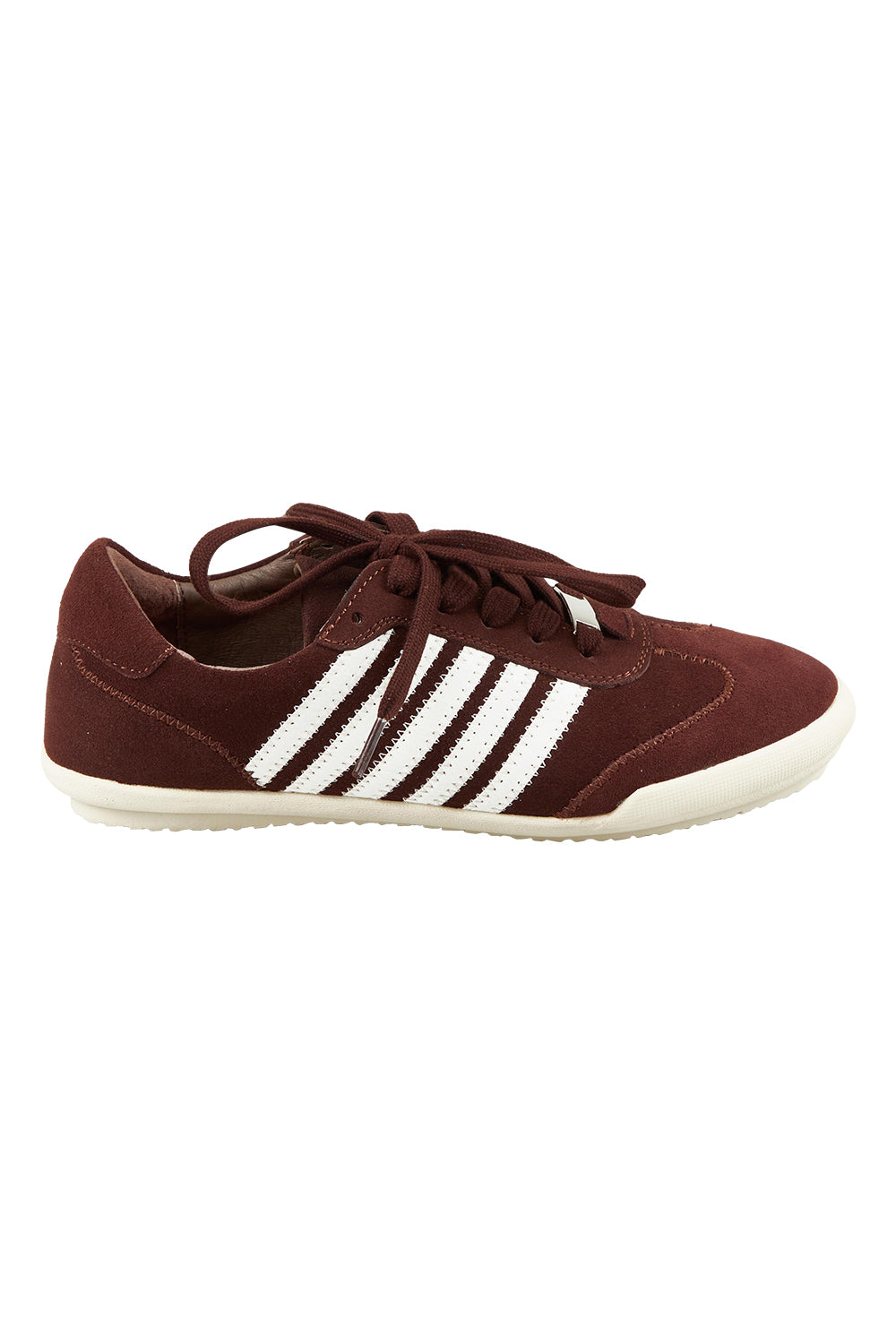 Product shot of the Jaddy Leather Sneaker in colour Moccawhite, from the front