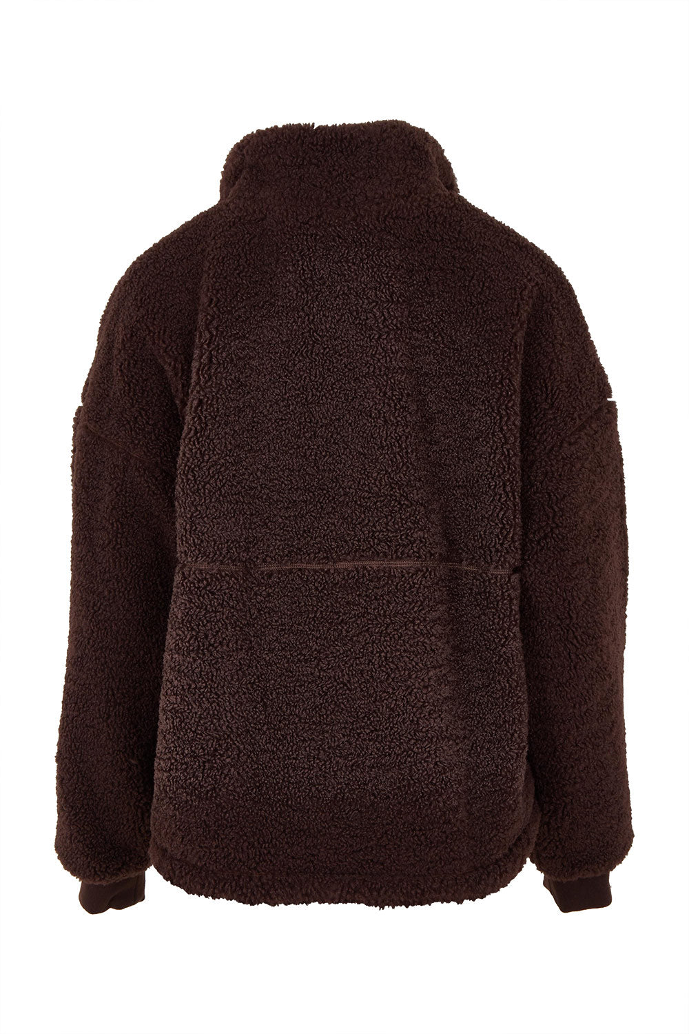 Product shot of the Amara Quarter Zip Teddy in colour Brown, from the back