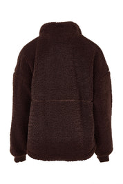 Product shot of the Amara Quarter Zip Teddy in colour Brown, from the back
