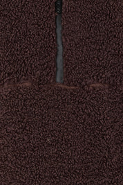 Product shot of the Amara Quarter Zip Teddy in colour Brown, detail