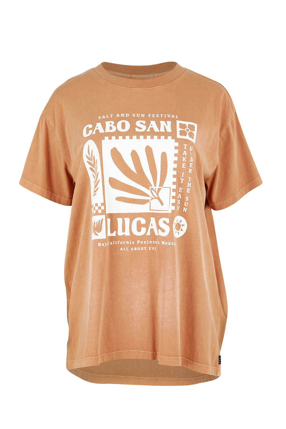 Product shot of the Baja Cotton Standard Tee in colour Tan, from the front