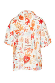 Product shot of the Tyra Cotton Linen Shirt in colour Vwhite (White), from the back