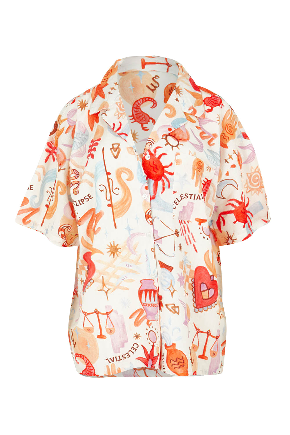 Product shot of the Tyra Cotton Linen Shirt in colour Vwhite (White), from the front