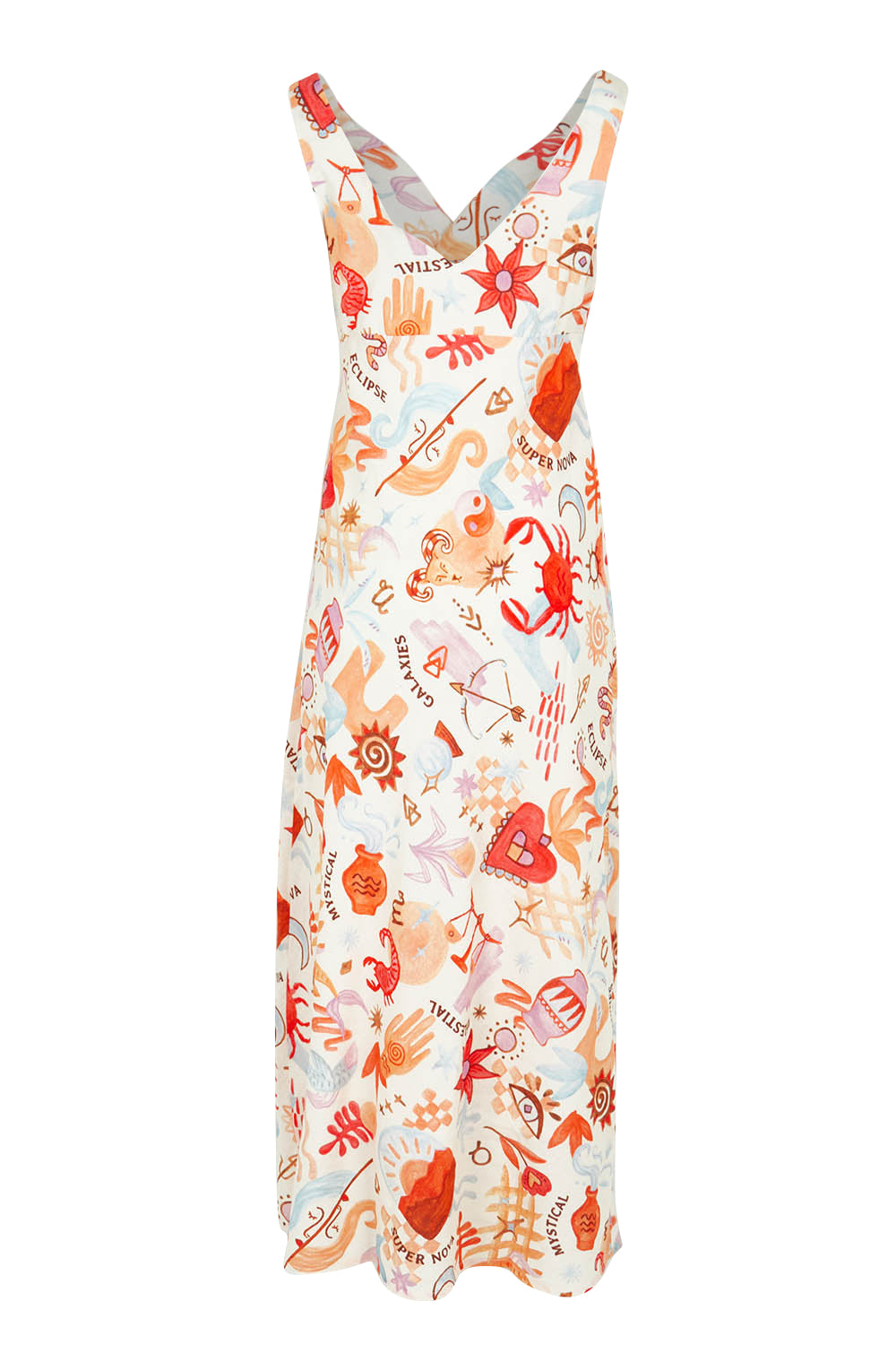 Product shot of the Tyra Cotton Linen Maxi Dress in colour Vwhite (White), from the back
