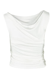 Product shot of the Kylie Off Shoulder Top in colour Vinwhite (White), from the back