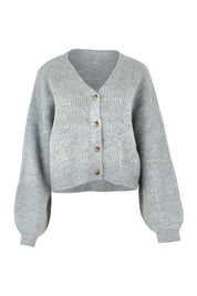 Product shot of the Selena Knit Cardi in colour Greymarle (Grey), from the front