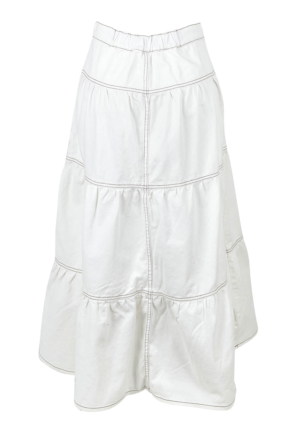 Product shot of the Coco Denim Maxi Skirt in colour Vinwhite (White), from the back