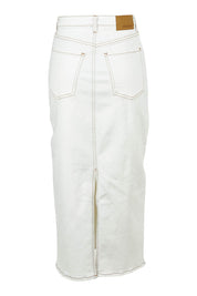 Product shot of the Ray Denim Comfort Maxi Skirt in colour White (White), from the back