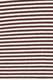 Product shot of the Eve Rib Stripe Tee in colour Brown, detail