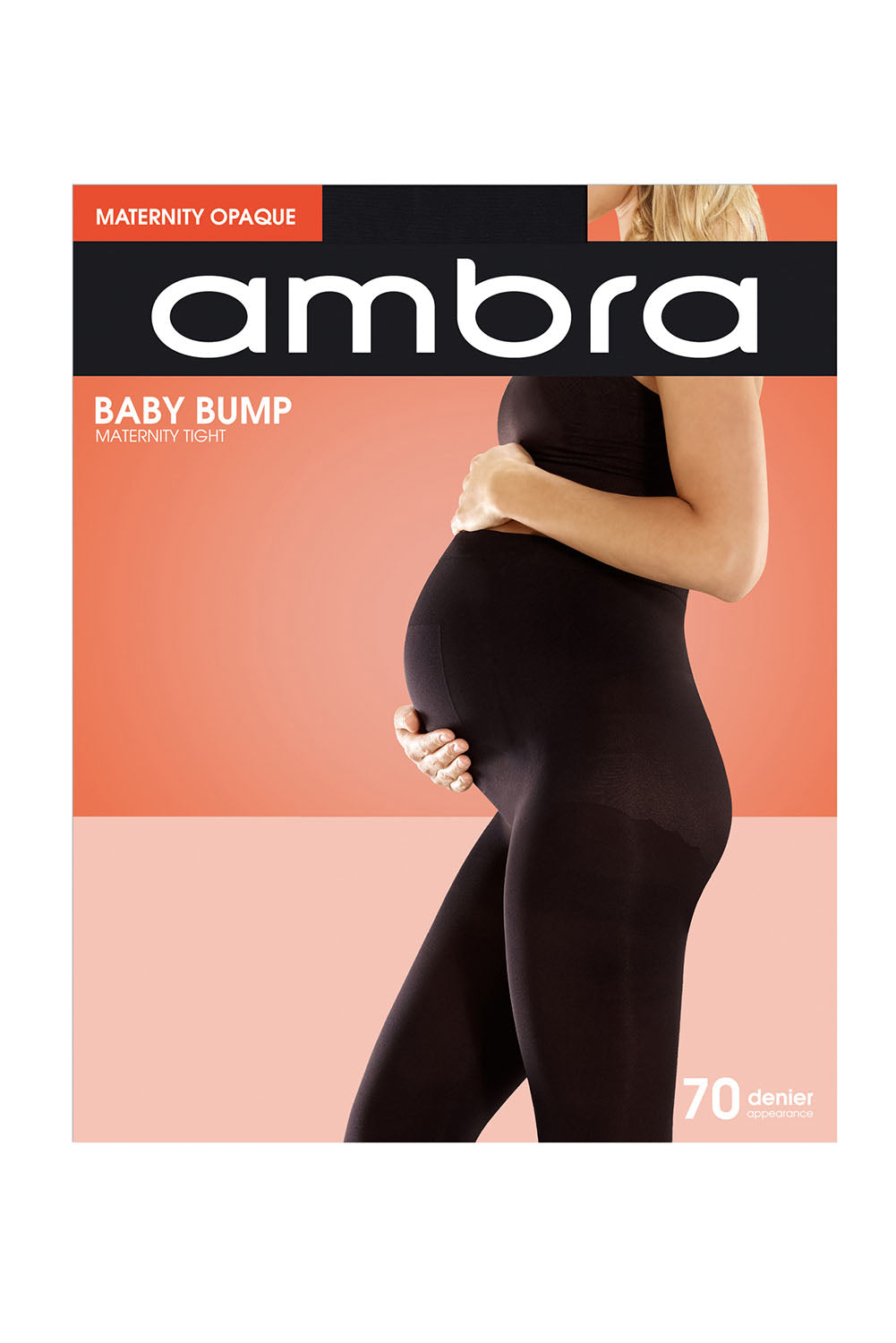A model wearing the Baby Bump Opaque Tights 70D in colour Black (Black), from the front, showing the whole outfit