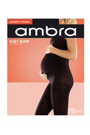 A model wearing the Baby Bump Opaque Tights 70D in colour Black (Black), from the front, showing the whole outfit