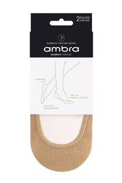 Product shot of the Bamboo Blend Footlet Sock 2 Pack in colour Natural, from the front
