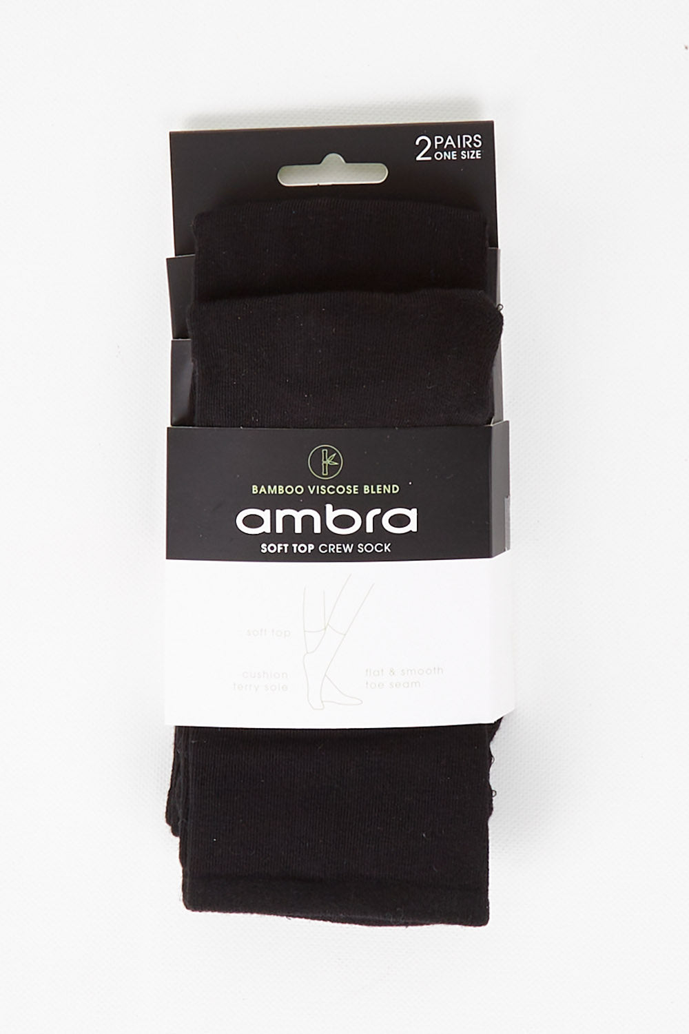 A model wearing size OneSize of the Bamboo Blend Soft Top Crew Socks 2 Pack in colour Black (Black), from the front, showing the whole outfit