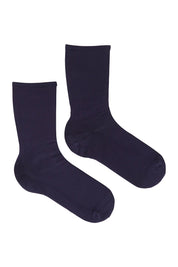 Product shot of the Bamboo Blend Soft Top Crew Socks 2 Pack in colour Navy (Blue), from the front