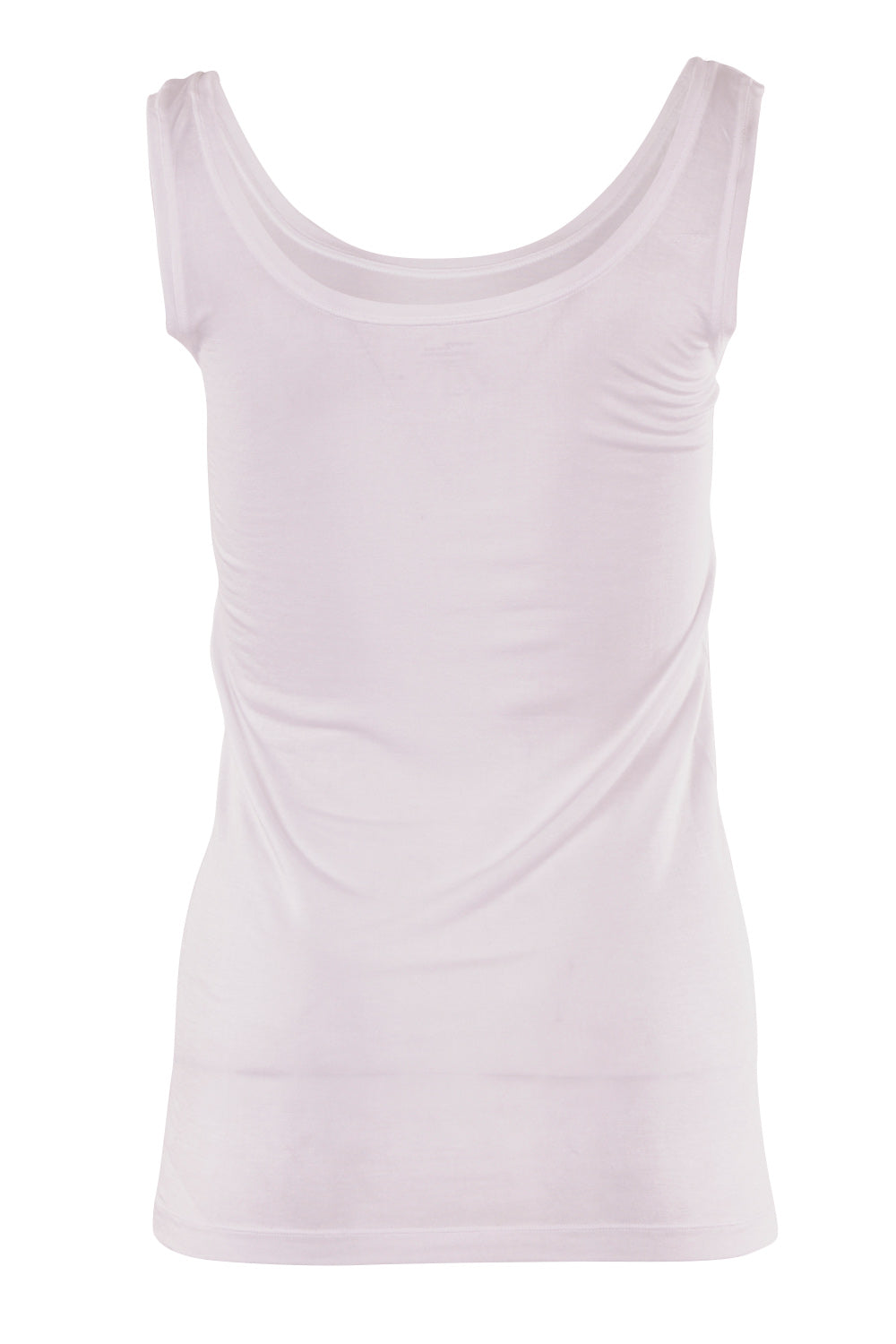 Product shot of the Bamboo Layer Tank in colour Chalk (White), from the back