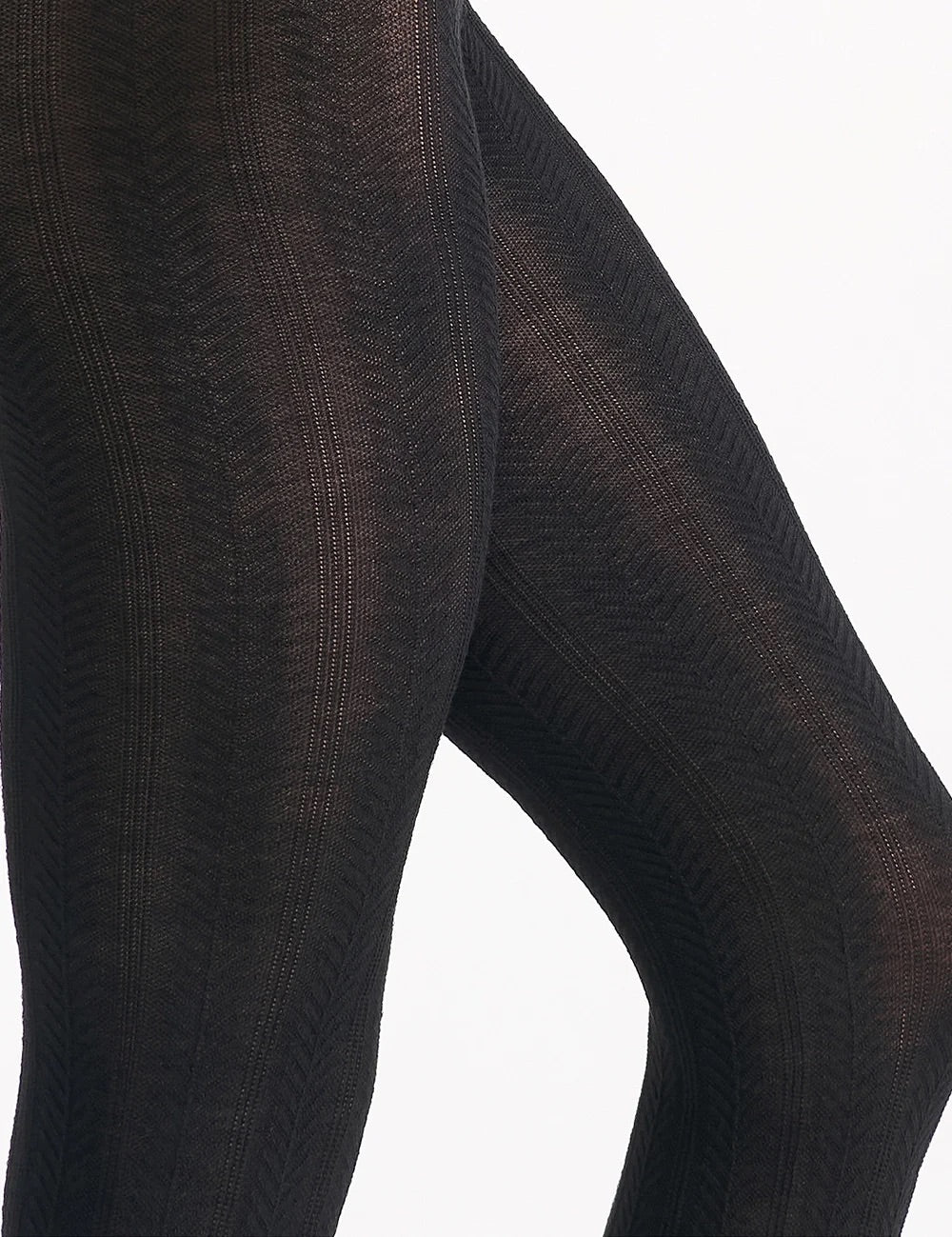 Cable Knit Merino Wool Tight - Black